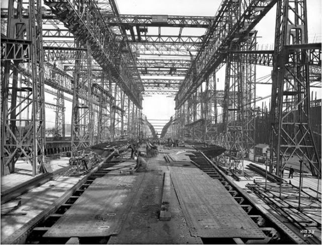 惊人的泰坦尼克号的施工照片