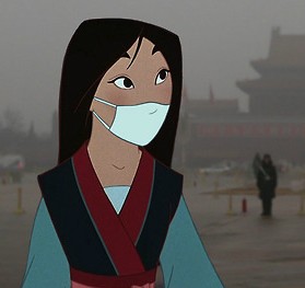 恶搞图片:迪士尼动画人物走进北京雾霾天