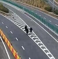 老人结伴高速遛弯，如此关注高速也太危险了(2)